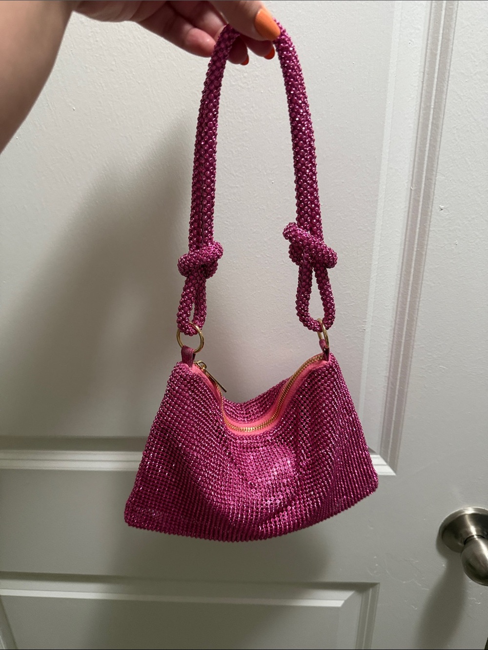 Beaded Pink Shoulder Bag